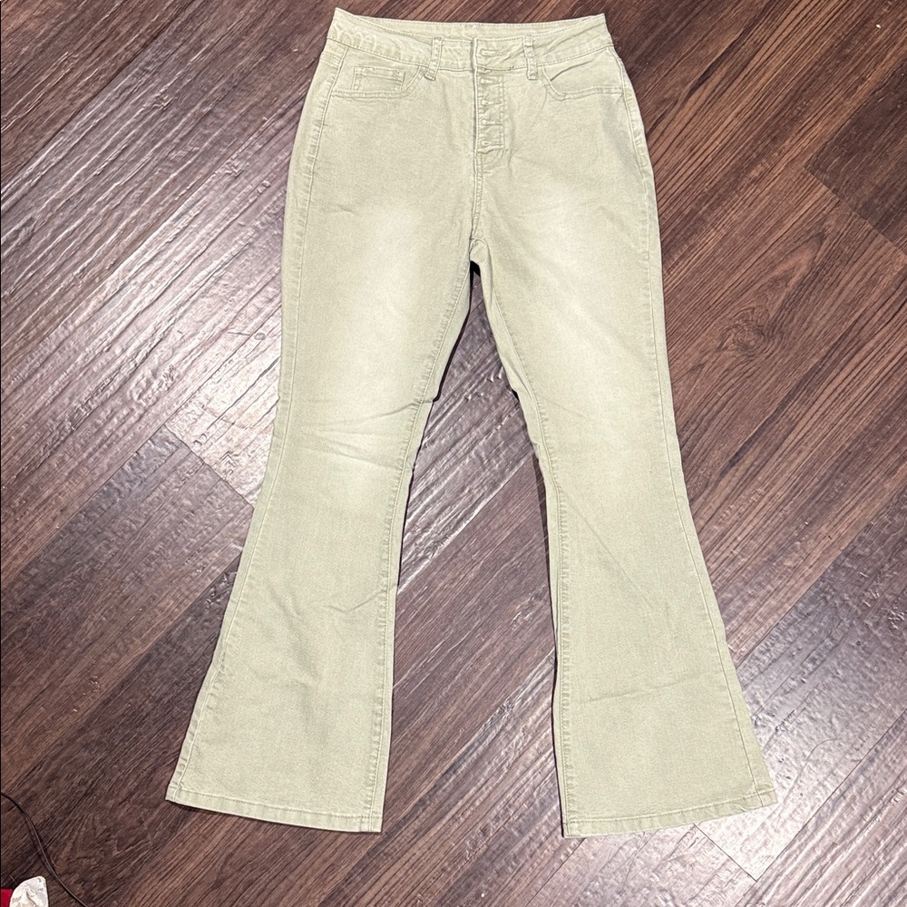 Women's Sage Green Flare Jeans